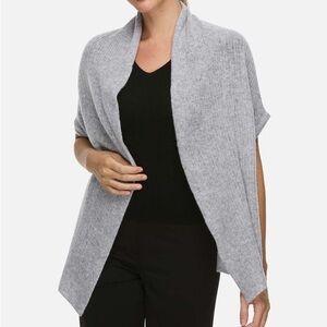 Athleta Duster Cocoon Sweater Gray Marled Sleeveless Open Front Tight Knit S